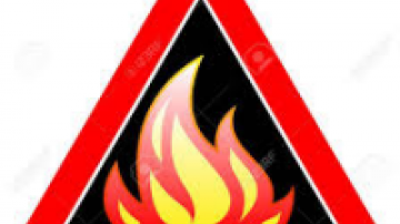 Fire image inside a warning triangle