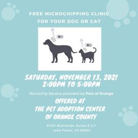 Free Microchip Clinic! | OC Animal Care