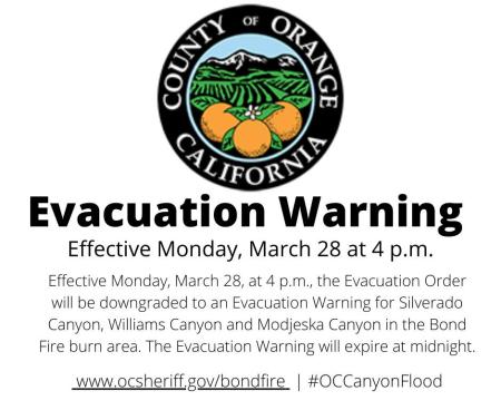 Evacuation Warning 3/28/22