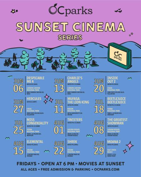 2025 OC Parks Sunset Cinema Series Flyer